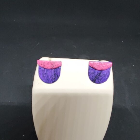 Vintage Retro Purple & Pink Earrings - Picture 2 of 3
